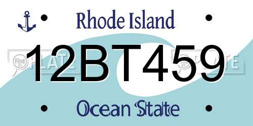 12BT459 Rhode Island License Plate