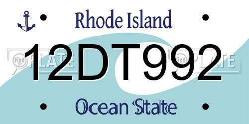 12DT992 Rhode Island License Plate