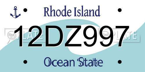 12DZ997 Rhode Island License Plate