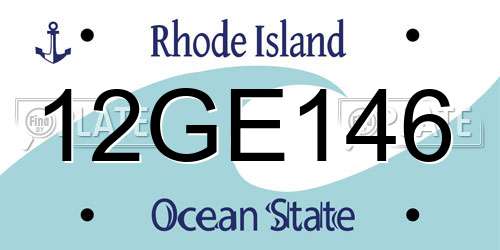 12GE146 Rhode Island License Plate