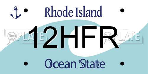 12HFR Rhode Island License Plate