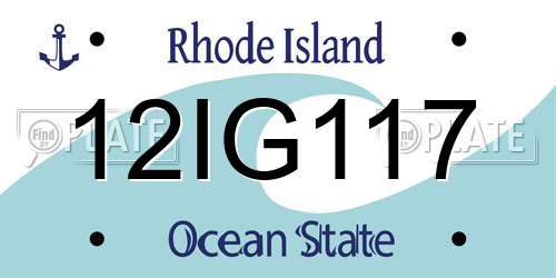 12IG117 Rhode Island License Plate