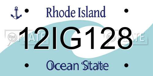 12IG128 Rhode Island License Plate