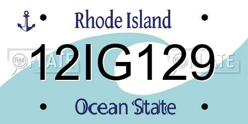 12IG129 Rhode Island License Plate