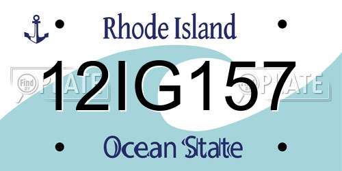 12IG157 Rhode Island License Plate
