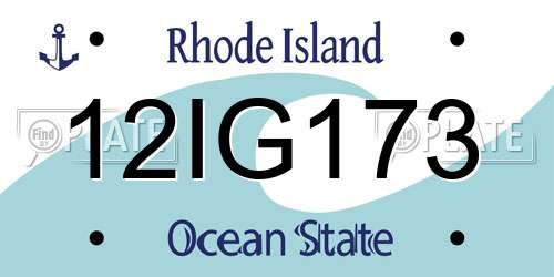 12IG173 Rhode Island License Plate