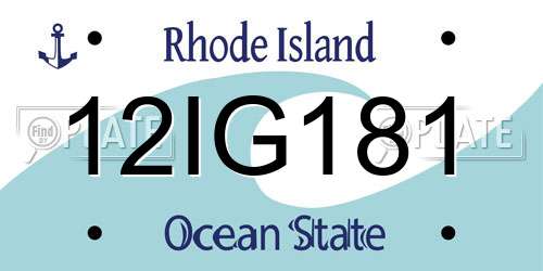 12IG181 Rhode Island License Plate