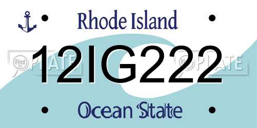12IG222 Rhode Island License Plate