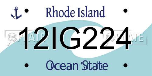 12IG224 Rhode Island License Plate