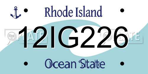 12IG226 Rhode Island License Plate