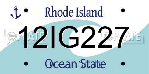 12IG227 Rhode Island License Plate