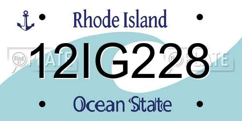 12IG228 Rhode Island License Plate