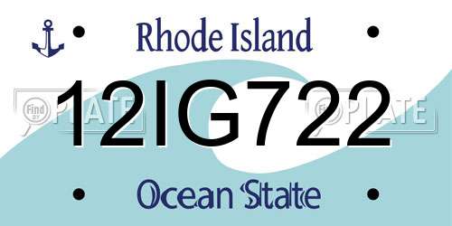 12IG722 Rhode Island License Plate