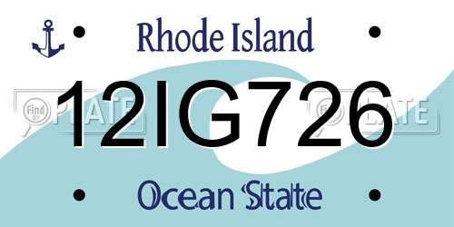 12IG726 Rhode Island License Plate