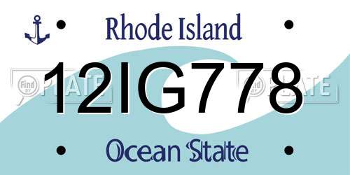 12IG778 Rhode Island License Plate