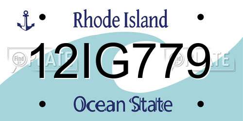 12IG779 Rhode Island License Plate