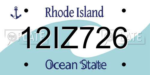 12IZ726 Rhode Island License Plate