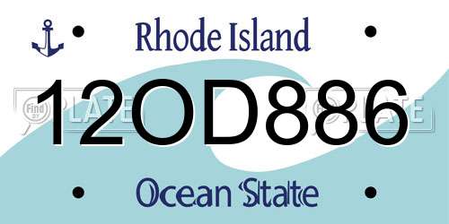 12OD886 Rhode Island License Plate