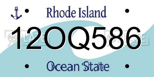 12OQ586 Rhode Island License Plate
