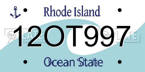 12OT997 Rhode Island License Plate