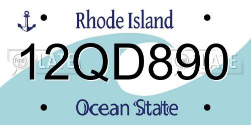 12QD890 Rhode Island License Plate