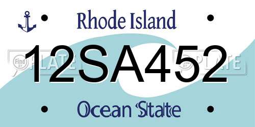 12SA452 Rhode Island License Plate