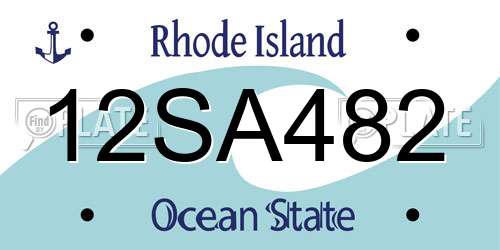 12SA482 Rhode Island License Plate
