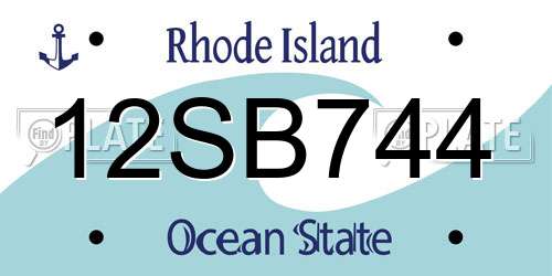 12SB744 Rhode Island License Plate