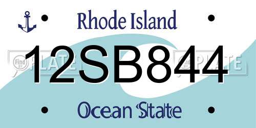 12SB844 Rhode Island License Plate