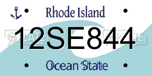 12SE844 Rhode Island License Plate