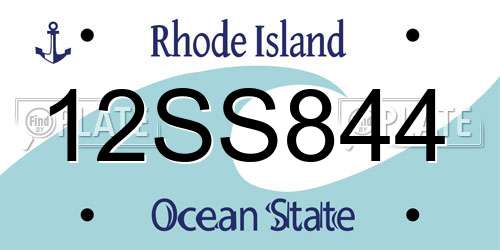 12SS844 Rhode Island License Plate
