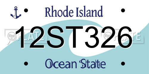 12ST326 Rhode Island License Plate