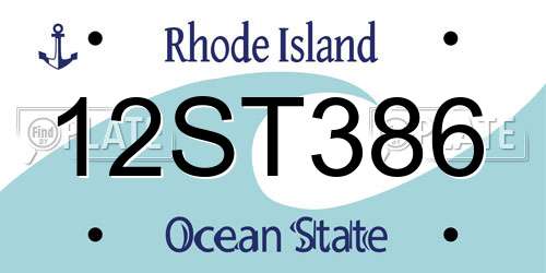12ST386 Rhode Island License Plate
