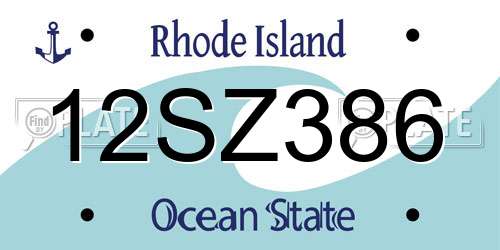 12SZ386 Rhode Island License Plate