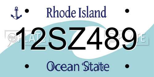 12SZ489 Rhode Island License Plate