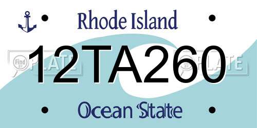 12TA260 Rhode Island License Plate