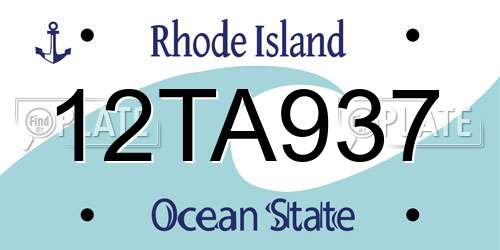 12TA937 Rhode Island License Plate