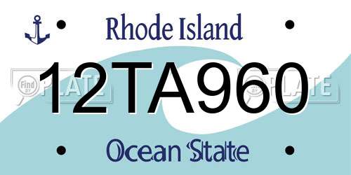12TA960 Rhode Island License Plate