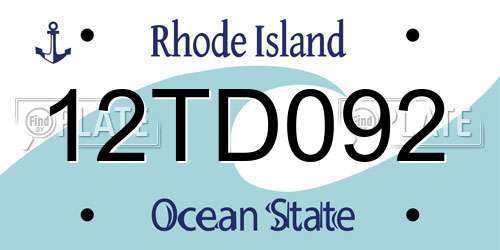 12TD092 Rhode Island License Plate