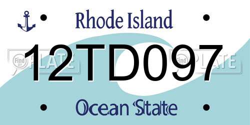 12TD097 Rhode Island License Plate