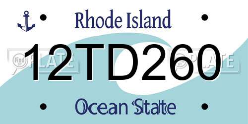 12TD260 Rhode Island License Plate