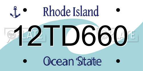12TD660 Rhode Island License Plate