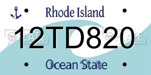 12TD820 Rhode Island License Plate