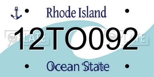 12TO092 Rhode Island License Plate