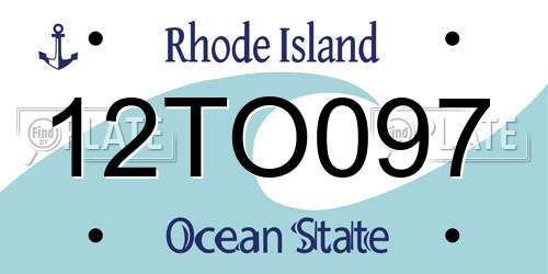 12TO097 Rhode Island License Plate