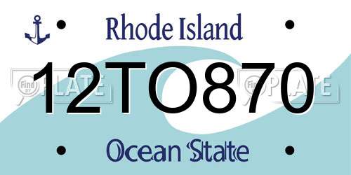 12TO870 Rhode Island License Plate