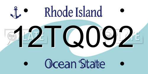 12TQ092 Rhode Island License Plate