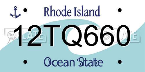 12TQ660 Rhode Island License Plate