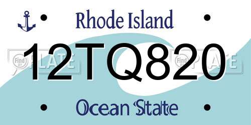 12TQ820 Rhode Island License Plate