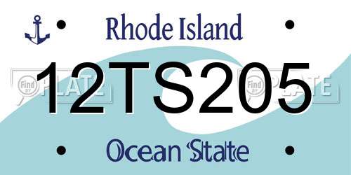 12TS205 Rhode Island License Plate